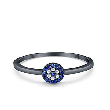 Evil Eye Ring Black Tone, Simulated CZ 925 Sterling Silver